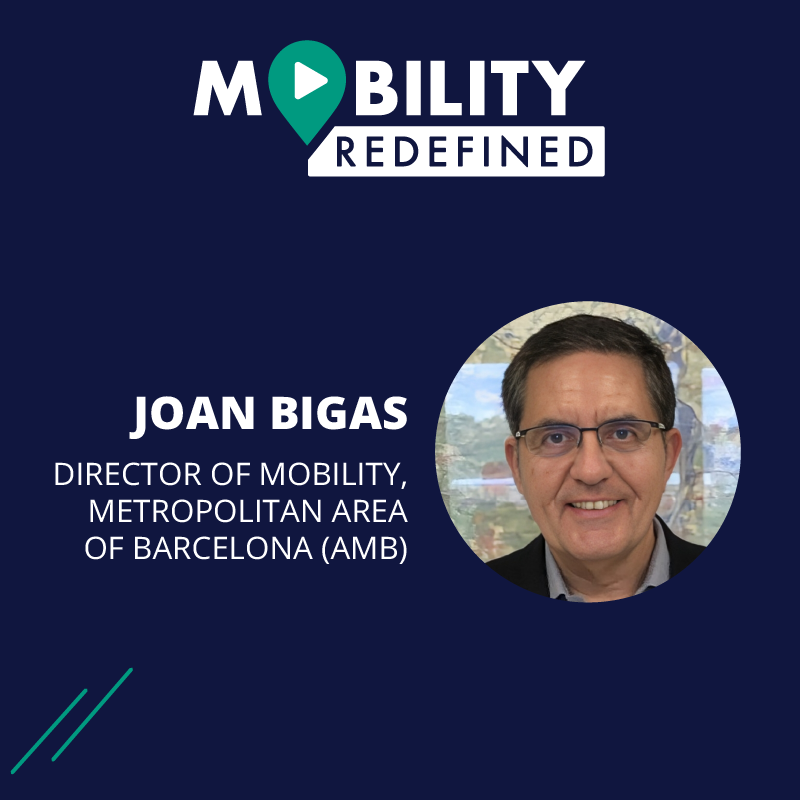 Photo of Joan Bigas along with the Mobility Redefined logo